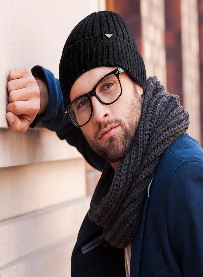 Wmcaps قبعات شتوية محبوكة من Wmcaps للرجال والنساء، قبعة مبطنة بالفرو، قبعة دافئة ناعمة، قبعات تزلج للجنسين (أسود) - Image 4